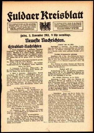 Erste Ausgabe vom Dienstag, den 03. November 1914.