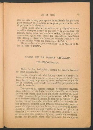 Glosa de la danza titulada "el escondido"