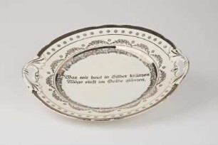 Teller zur Silberhochzeit mit Inschrift