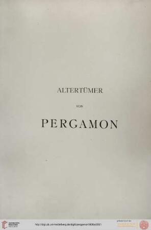 Band III,1, Tafeln: Altertümer von Pergamon: Der grosse Altar - der obere Markt