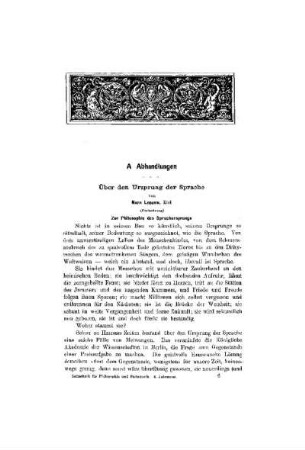 Über den Ursprung der Sprache : (Fortsetzung)