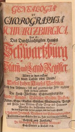 Genealogia et chorographia Schwartzenburgica