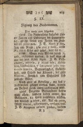 §. IX. Fügung des Bindewortes.
