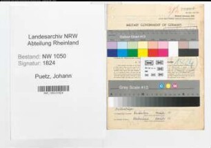 Entnazifizierung Johann Puetz , geb. 14.10.1910 (Kaufmaennischer Angestellter)
