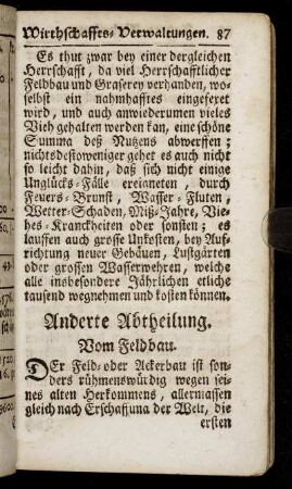 Andere Abtheilung. Vom Feldbau.