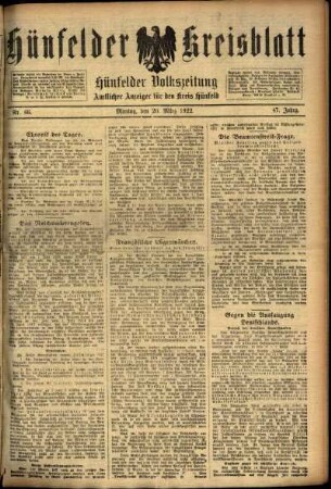 Ausgabe vom Montag, den 20. März 1922.