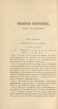 Negende hoofddeel. Dienst der artillerie