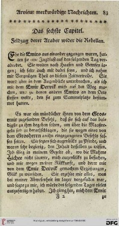 Das sechste Capitel. Feldzug derer Araber wider die Rebellen
