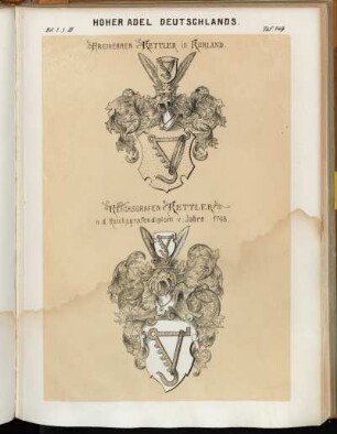 Taf. 149. Freiherren Kettler in Kurland. - Reichsgrafen v. Kettler n. d. Reichsgrafendiplom v. Jahre 1743