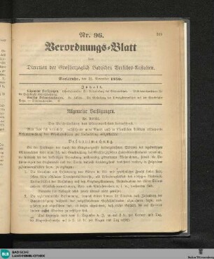 Verordnungs-Blatt der Direction der Großherzoglich-Badischen Verkehrsanstalten