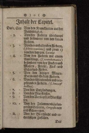 Inhalt der Capitel.