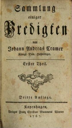 Sammlung einiger Predigten, 1