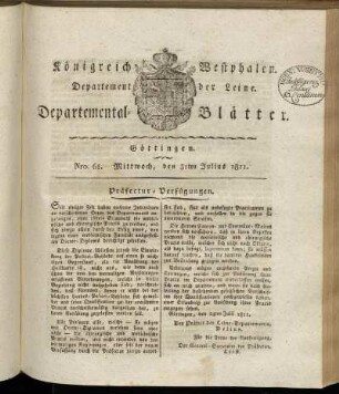 Nro. 61. Mittwoch, den 31ten Julius 1811 [-] Nro. 70. Sonnabend, den 31ten August 1811