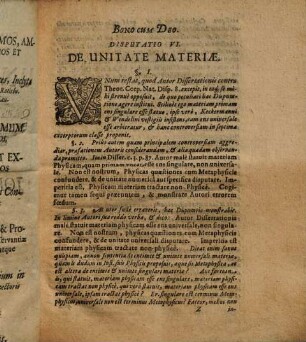 Disputationum physicarum sexta De unitate materiae
