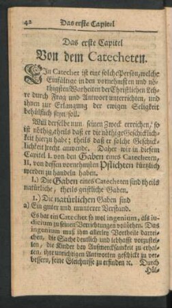 Das erste Capitel Von dem Catecheten