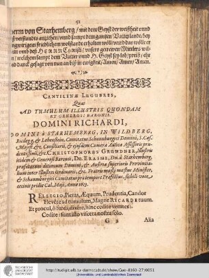 Cantilenae Lugubres Quas Ad Tumulum Illustris Quondam Et Generosi Baronis Domini Richard