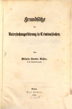 Grundsätze der Untersuchungsführung in Criminalsachen
