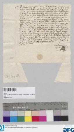 Dr. Heinrich Rudolff von Weze stellt der Stadt Nürnberg Quittung aus über 400 fl. Stadtsteuer.