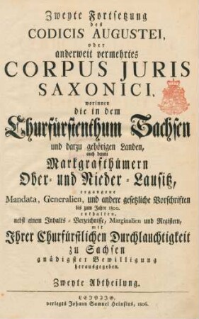 Forts. 2, Abth. 2: Nebst einem Inhalts-Verzeichnisse, Marginalien und Registern