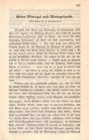 Ueber Blutegel und Blutegelzucht.