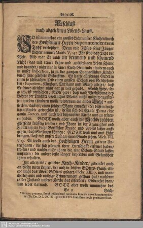 Beschluß nach abgelesenen Lebens-Lauff