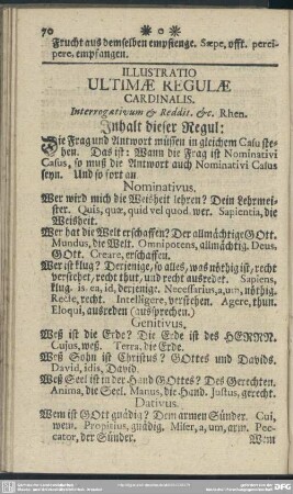 Illustratio Ultimae Regulae Cardinalis. Interrogativum & Reddit. & [et]c. Rhen