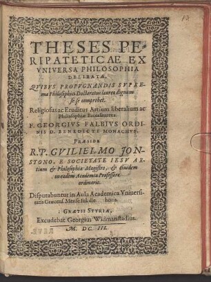 Theses peripateticae ex universa philosophia delibatae