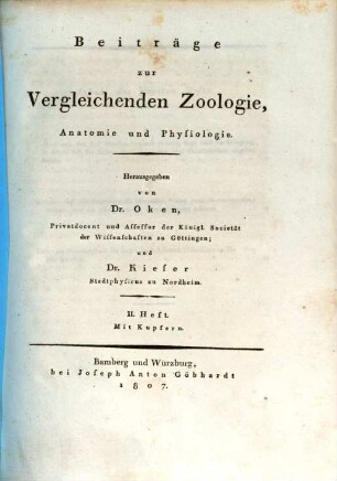 Beiträge zur vergleichenden Zoologie, Anatomie und Physiologie. 2