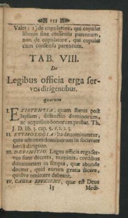 Tab. VIII. De Legibus officia erga servos dirigentibus.