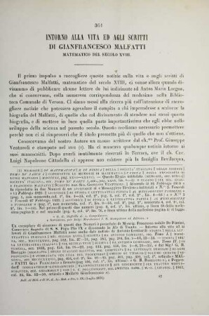 Intorno alla vita ed agli scritti di Gianfrancesco Malfatti matematico del secolo XVIII.