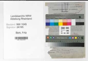 Entnazifizierung Fritz Berk , geb. 31.05.1879 (Hausmeister)