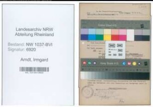 Entnazifizierung Irmgard Arndt , geb. 04.02.1920 ()