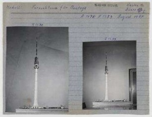 Modell: Fernsehturm für Montage. Berlin, Mitte, Stadtzentrum/Panoramastraße