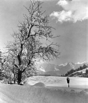 Winterlast, Marterl am Weg von Garmisch nach Mittenwald