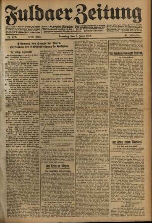 Erste Ausgabe vom Samstag, den 05. Juni 1915.