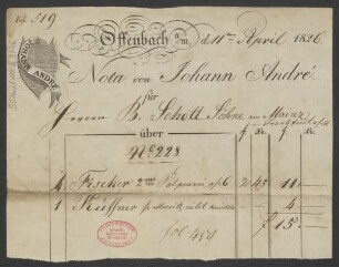 [Rechnung] Nota : 11.04.1826