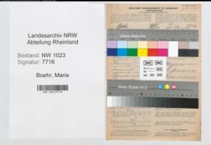 Entnazifizierung Maria Boehr , geb. 17.12.1902 (Koechin)