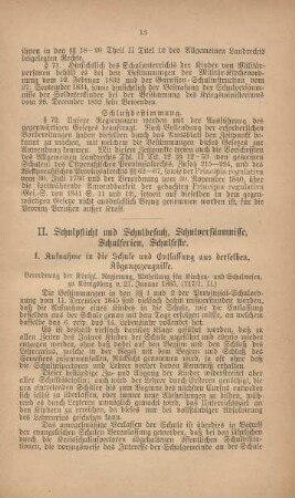 II. Schulpflicht und Schulbesuch, Schulversäumnisse, Schulferien, Schulfeste