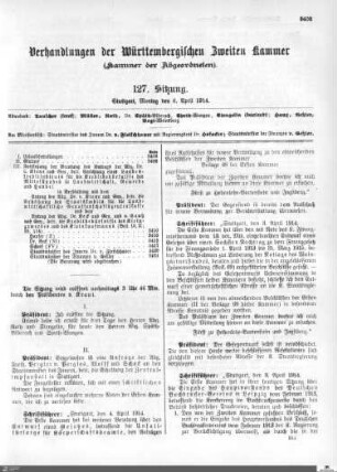 127. Sitzung, Stuttgart, 6.4.1914