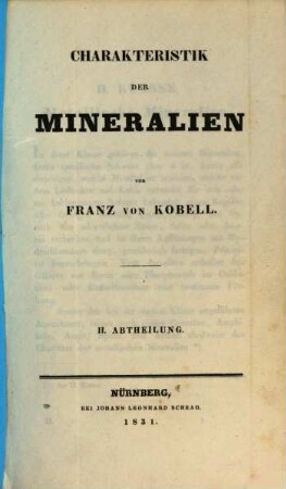 Charakteristik der Mineralien, 2