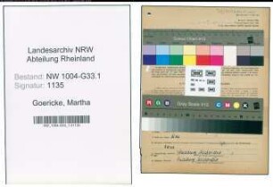Entnazifizierung Martha Goericke , geb. 27.11.1896 (Lehrerin)