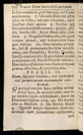 598-601, Praxis diem Ordinis vel primitiarum piè celebrandi.