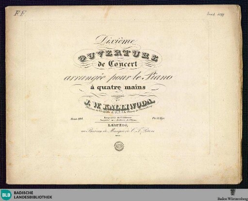 Dixième Ouverture de concert : arrangée pour le piano à quatre mains; oeuv. 142