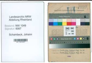 Entnazifizierung Johann Schambeck , geb. 07.08.1912 (Stellwerksmeister)