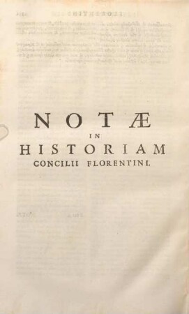 Notae In Historiam Concilii Florentini.