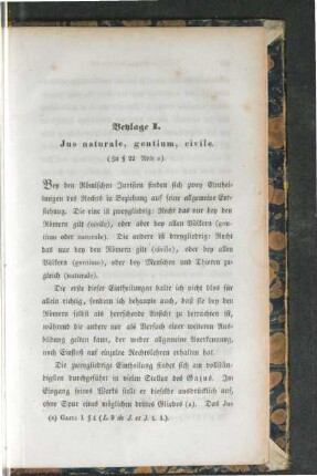Beylage I. Jus naturale, gentium, civile