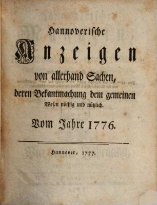 Hannoverisches Magazin, 14. 1776