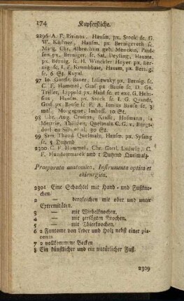 Praeparata anatomica, Instrumenta optica et chirurgica.