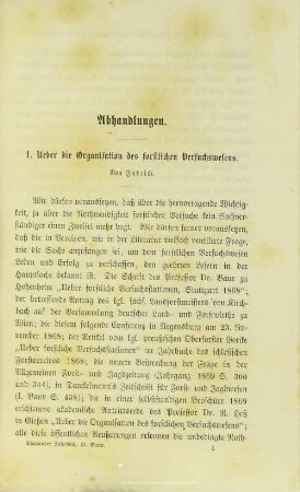 I.1. Ueber die Organisation des forstlichen Versuchswesens