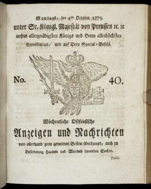 No. 40. Montags, den 4ten October 1779.